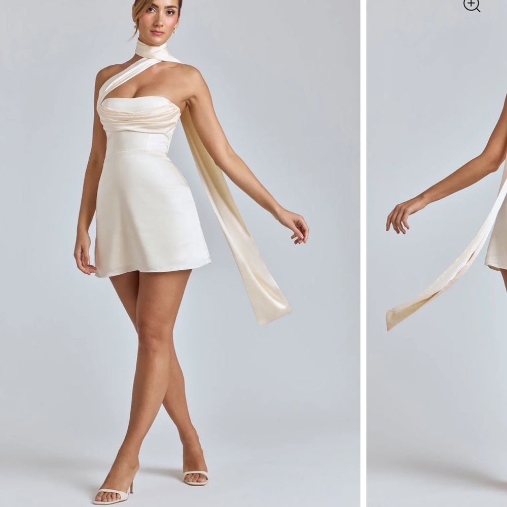 Anastasia Ivory mini silk Dress
